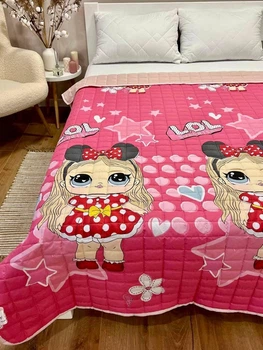 Дитяче стьобане покривало з бавовни 150×210 см, ЛОЛ