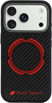 Etui plecki Audi RSQ Carbon Fiber Sport Red Circle MagSafe do Apple iPhone 18 Pro/17 Pro Black (AUS-TPUPCMIP18P-RSQ/D5-BK)