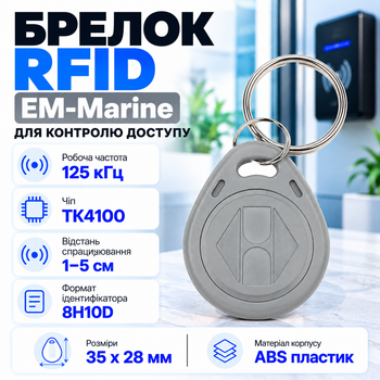 Брелок Tag-02 безконтактний EM-Marine 125 КГц ABS-пластик Сірий