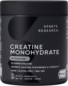 Креатин Sports Research Creatine Monohydrate Powder with Creapure 450 г без вкуса