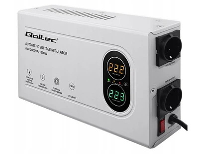 Стабилизатор напряжения автоматический Qoltec 50449 AVR 2000VA 2000 ВА/1200 Вт SLIM