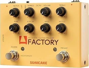 Педаль эффектов SONICAKE A Factory для акустической гитары, preamp, reverb, XLR, 9V