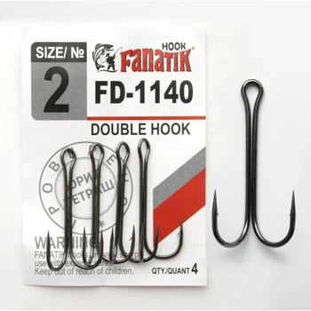 Двойной крючок Fanatik FD-1140 № 2, 4 шт.