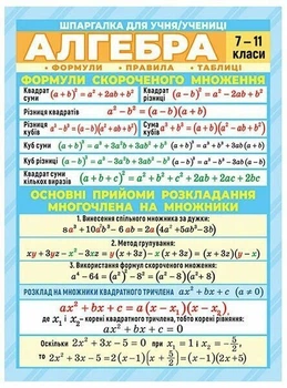 Шпаргалка. Алгебра. 7-11 клас (4823076149345)