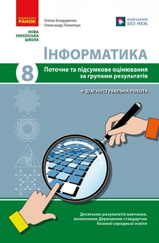 Інформатика. 8 клас. Поточне та підсумкове оцінювання за групами результатів (+ діагностувальна робота) (9786170998316)