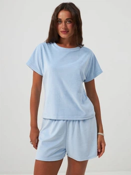 Піжама (футболка + шорти) жіноча плюшева BARWA garments 0277/407 M Блакитна (2112774072034)
