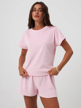 Пижама (футболка + шорты) женская больших размеров плюшевая BARWA garments 0277/407 XL Розовая (2112774074182)