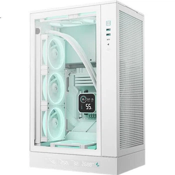 Вертикальный корпус DEEPCOOL CH270 для цифрового дисплея, белый, поддерживает установку материнской платы на заднюю панель, систему водяного охлаждения 360 мм, подставку для цифрового дисплея, сетчатую вентиляционную панель.