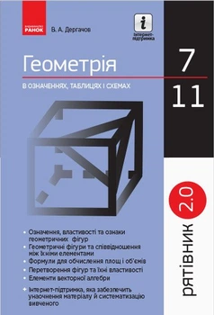Рятівник 2.0. Геометрія в означеннях, таблицях і схемах. 7–11 класи (9786170903433)