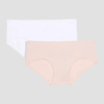 Набор детских трусов-слип 2 шт для девочки Calvin Klein 409136802 116 см Белый/Бежевый (1159861442)