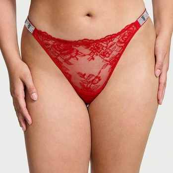 Трусики червоні мереживні стрінги зі стразами Very Sexy Shine (М) Victoria's Secret