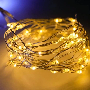 Светодиодная гирлянда новогодняя Xatynka USB 100 LED 10 м на батарейках и от сети Теплый Белый (163-41-1978-07USB)
