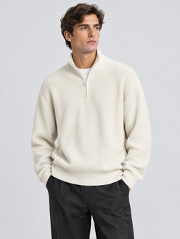 Чоловічий джемпер на блискавці Uniqlo Soufflé Yarn M молочний