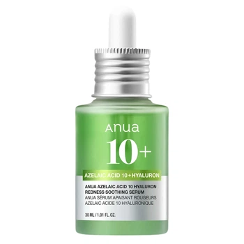 Сироватка ANUA Azelaic Acid 10 Hyaluron Redness Serum 30 мл для обличчя Ануa з 10% азелаїновою кислотою та гіалуроновою кислотою від почервоніння та висипань, для зволоження та вирівнювання тону