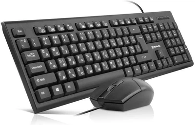 Комплект REAL-EL Standard 511 Kit, Black, USB, клавіатура (мембранні клавіші 104 шт, EN/UA), миша (оптична, 1000 dpi, 3 кнопки), кабель 1.5 м (EL123100052)