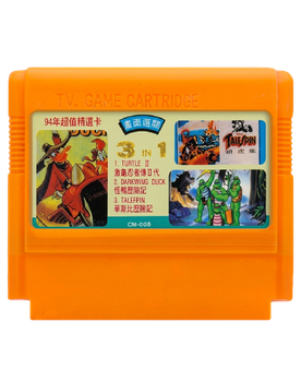 Сборник Игр RMC Famicom Dendy 3 in 1 CM-008 TMNT 2, Darkwing Duck, TaleSpin 90х TV Game Английская Версия Только Картридж Б/У