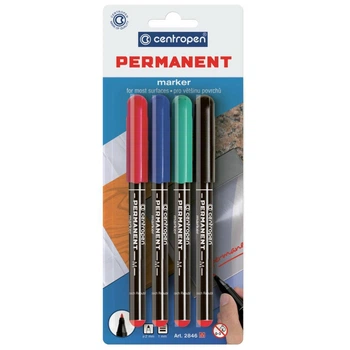 Набор маркеров Centropen Permanent 2846 1 мм, SET 4colors (BLister)