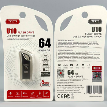 USB-флешка 64Gb USB2.0 накопичувач інформації металевий XO U10
