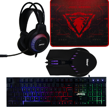 Игровой комплект клавиатура мышь гарнитура коврик 4 в 1 RGB 50 мм 5 В 100 мА Jedel CP-09 черный