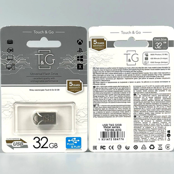 USB флешка 32Gb USB 2.0 для хранения данных T&G Metal 106