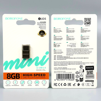 USB флешка 8Gb USB2.0 накопитель информации Borofone BUD5 мини