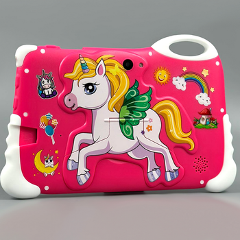 Планшет детский 7 дюймов 8 ГБ Операционная система Android 15 Unicorn Rainbow Розовый
