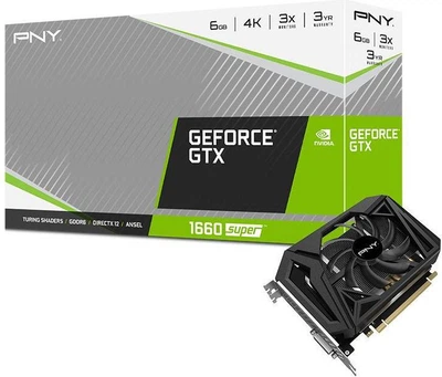 Видеокарта PNY GeForce GTX 1660 SUPER 6GB Single Fan (VCG16606SSFPPB)