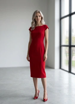 Платье женское с короткими рукавами однотонное Marks&Spenser Вишневое 20167 L (укр 48)
