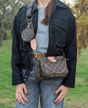 Женская сумка Louis Vuitton 3 в 1 трансформер кроссбоди с ремнем через плече