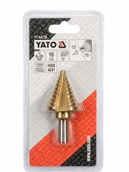 Ступінчасте свердло YATO YT-44739 HSS 4241 6–35 мм 10 ступенів Титанове покриття