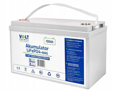 Аккумулятор LiFePO4 Volt Polska 12.8V 100Ah (100A) 1280 Wh 6AKLI10012 литиевая батарея с BMS защитой >6000 циклов