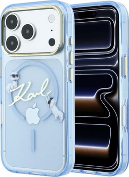 Etui na smartfon Apple iPhone 18 Pro/17 Pro Karl Lagerfeld Script Logo MagSafe Light Blue (KLHMP18X5HKSCAL)