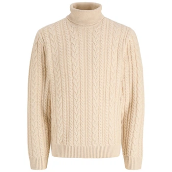 Светр JPRBLUCALLUM CABLE KNIT ROLL NECK Jack & Jones 12299948-Parchment Melange XL Білий (5715913041600)