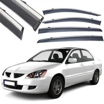 Дефлектори вікон вітровики Benke для Mitsubichi Lancer IX 2003-2007 Хром Молдинг Нержавіюча сталь 3D (BMTLC0923)