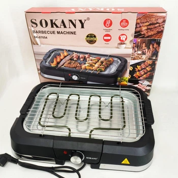 Барбекю электрический гриль Sokany SK-07054 2000Вт настольный бездымный для приготовления мяса и овощей