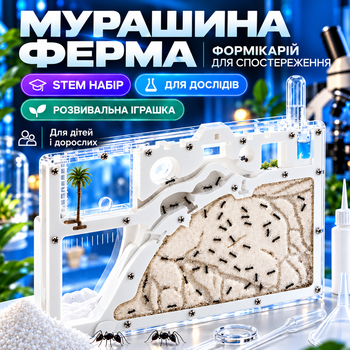 Мурашина ферма формукарій домашня ферма для мурах навчальний науковий набір для дослідів STEM тераріум розвивальна іграшка мурашник ентомологічний набір для експериментів подарунок для дітей і дорослих Hofmy AF2