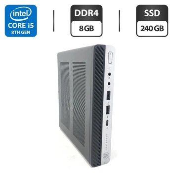 Неттоп HP EliteDesk 800 G4 Desktop Mini USFF / Intel Core i5-8400 (6 ядер по 2.8 - 4.0 GHz) / 8 GB DDR4 / 240 GB SSD / Intel UHD Graphics 630 / Блок питания б/у