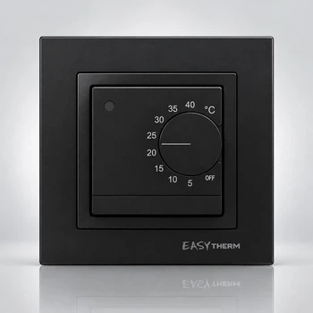Терморегулятор механічний для теплої підлоги EasyTherm ET-25 16 А з датчиком підлоги чорний матовий (55540)