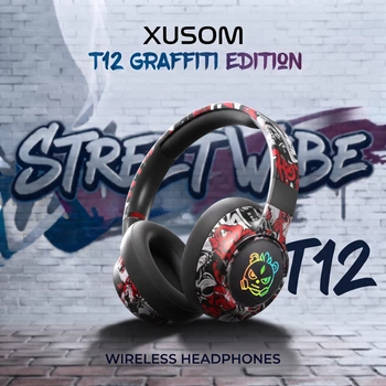 Игровые беспроводные наушники Xusom T12 Graffiti Edition - Black-Red