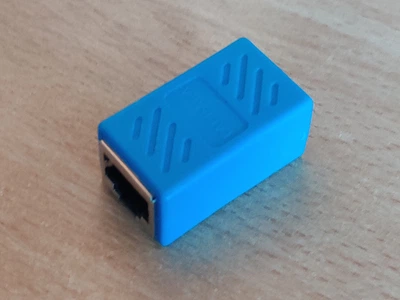 Соединитель RJ45 8P8C мама - мама RJ45 для соединения кабеля, экранированный, голубой