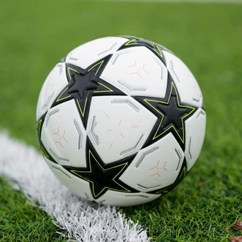 Футбольный мяч в стиле Адидас Champions League Лига Чемпионов Черно-салатовый Код: 0001-5
