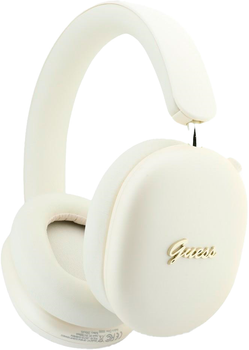 Słuchawki Guess Metallic Effect Metal Script Logo Beige (3666339632199)