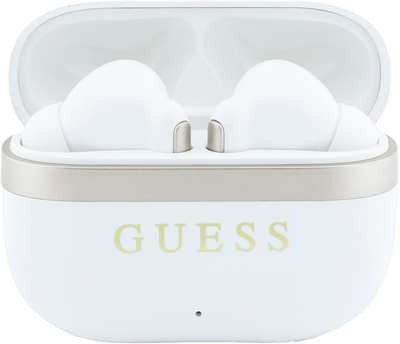 Słuchawki Guess Glossy Gold LinePrinted Classic Logo TWS White (3666339673765)