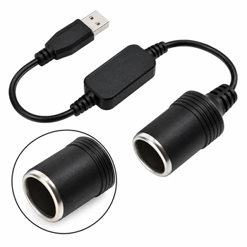 USB-перехідник 5 В на 12 В із гніздом автомобільного прикурювача, 30 см, чорний