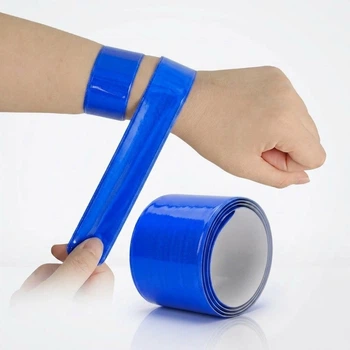 Світловідбиваючий слеп-браслет флікер на руку та ногу 30 см Reflective Slap Band Blue