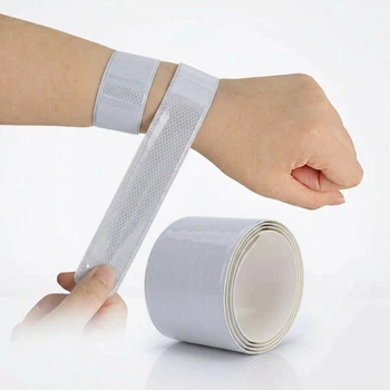 Світловідбиваючий слеп-браслет флікер на руку та ногу 30 см Reflective Slap Band Silver