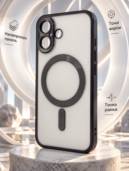 Чехол силиконовый противоударный с MagSafe для iPhone 16 защита камеры черный SR-547