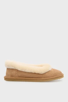 Женские бежевые замшевые балетки Fluffy PRPY 36 PRFAS2103W