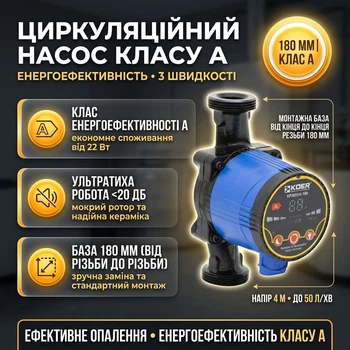Енергозберігаючий відцентровий циркуляційний насос Koer KP.N25/4-180 (KP0246)