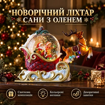 Новогодний светильник сани с оленем, рождественский снежный шар с Сантой, фигурный ночник для праздничного стола
